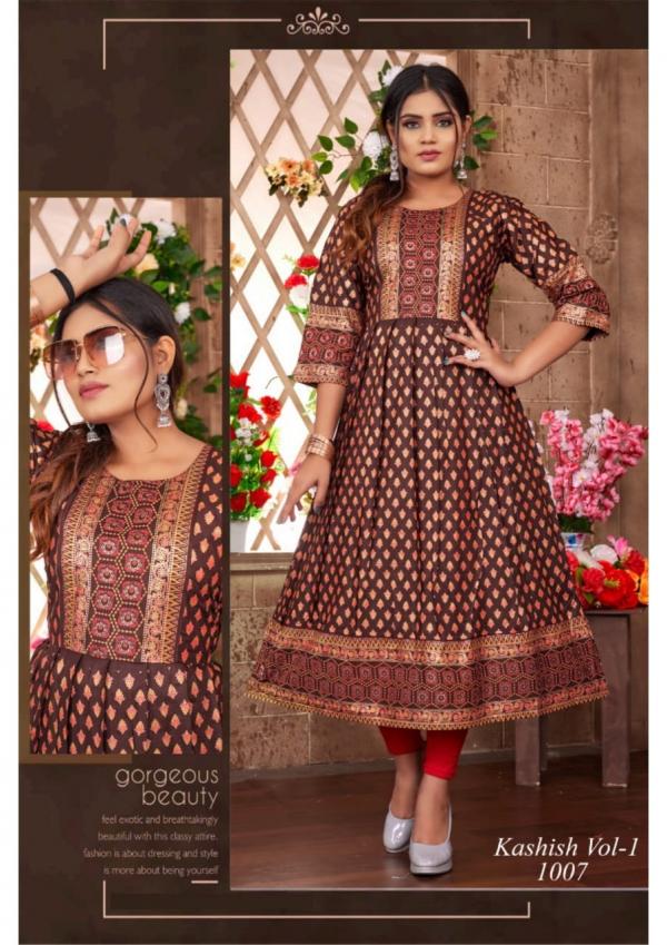 Kashish Vol 1 Ethnic Wear Long rayon Anarkali Kurti Collection